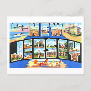 Carte Postale Salutations vintages du New Jersey
