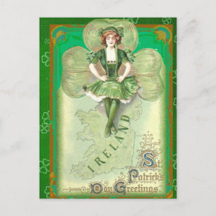 Carte Postale Salutations vintages en Jour de la Saint Patrick i