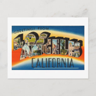 Carte Postale Salutations vintages et colorées de Los Angeles