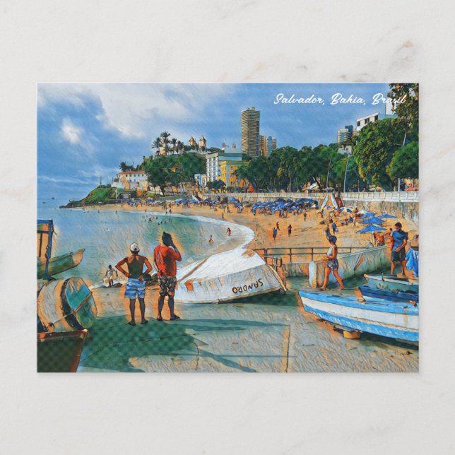 Carte Postale Salvador, Bahia, Brasil Porto da Barra Art (Devant)