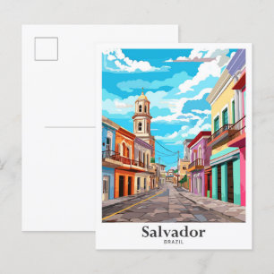 Carte Postale Salvador Brésil Vintage voyage d'art