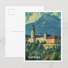 Carte Postale Salzbourg Autriche Illustration de voyage artistiq