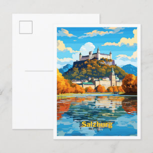 Carte Postale Salzbourg Autriche Illustration du Vintage voyage 