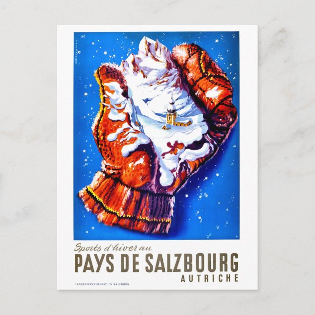 Carte Postale Salzbourg, Autriche, un village en gant d'hiver (Devant)