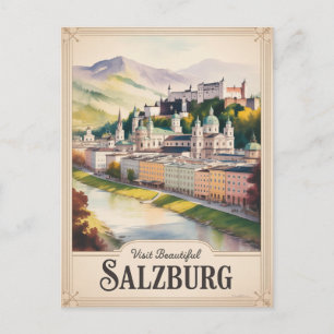 Carte Postale Salzbourg Autriche Voyage Peinture Aquarelle