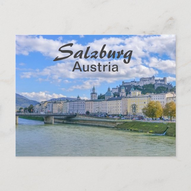 Carte Postale Salzbourg with the Castle à Austria (Devant)