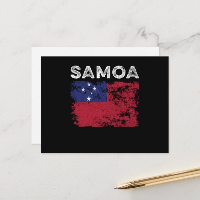 Carte Postale Samoa Flag Distressed - Samoan Flag (Devant/Arrière en situation)