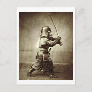 Carte Postale Samouraï avec épée relevée, c.1860 (imprimé albume