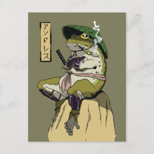 Carte Postale Samouraï Grenouille : Gardien du Lotus