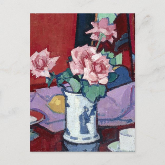 Carte Postale Samuel John Peploe Rose Roses, Vase Chinois (Devant)