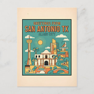 Carte Postale San Antonio Texas Alamo Voyage Rétro 1930
