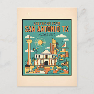 Carte Postale San Antonio Texas Alamo Voyage Rétro 1930