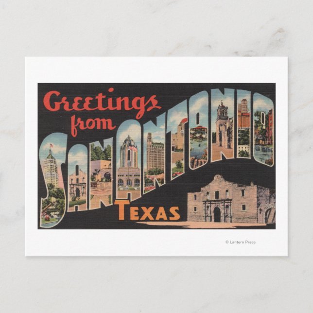 Carte Postale San Antonio, Texas - Scènes de grandes lettres (Devant)
