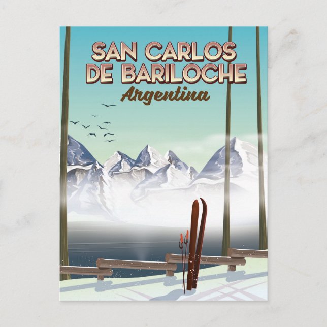 Carte Postale San Carlos de Bariloche poster de voyage ski (Devant)