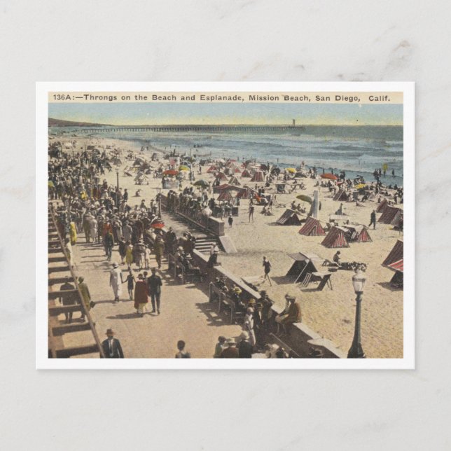 Carte Postale San Diego CA, Mission Beach 1945 Vintage (Devant)