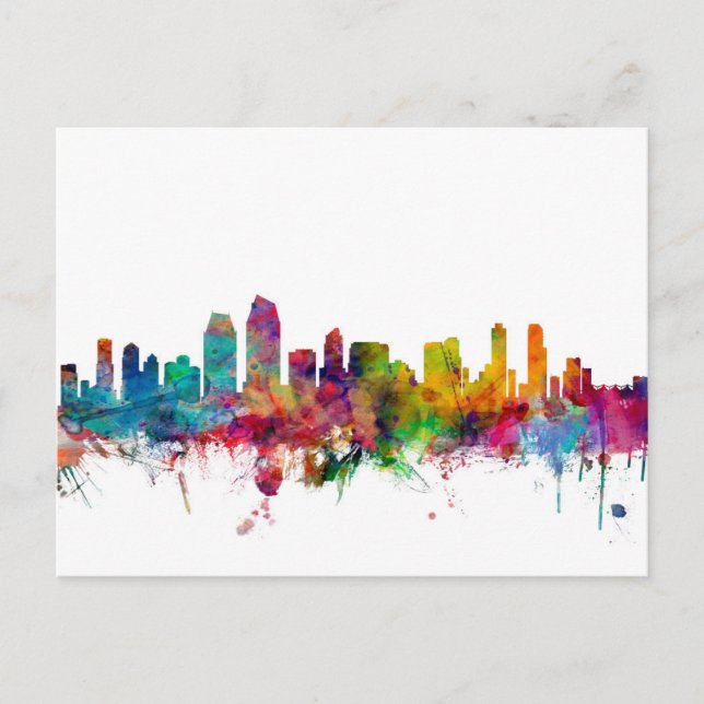 Carte Postale San Diego California Skyline (Devant)