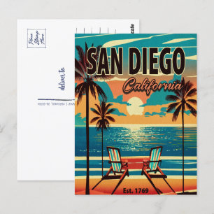 Carte Postale San Diego California Sunset Souvenirs 1950