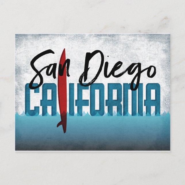 Carte postale San Diego California Surboard (Devant)