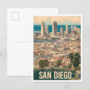 Carte Postale San Diego City California USA Vintage voyage d'art