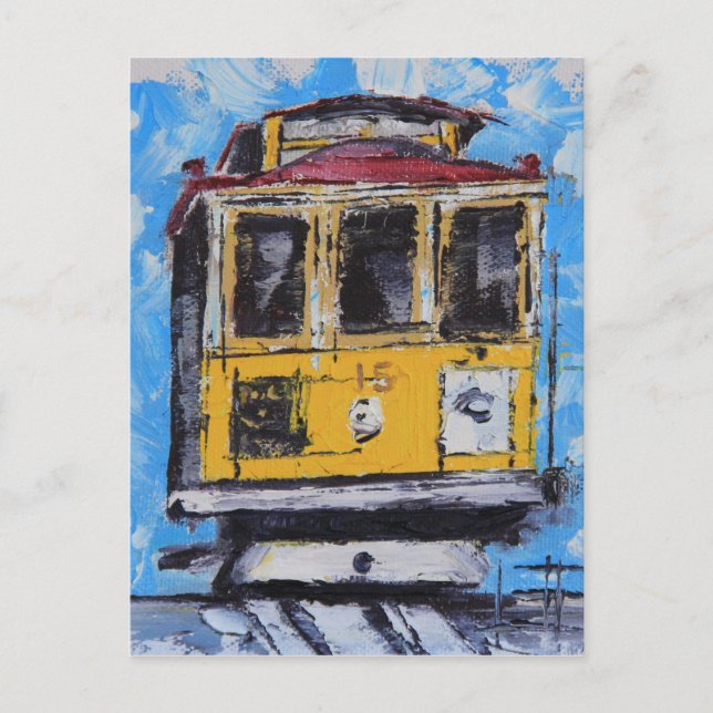 Carte Postale San Francisco Art, Peinture de téléphérique, Calif (Devant)