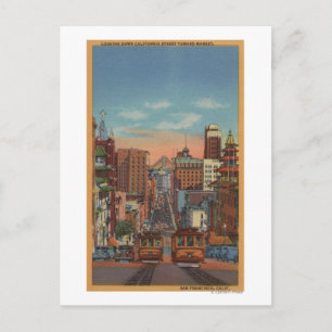 Carte Postale San Francisco, CA - Câbles en montée