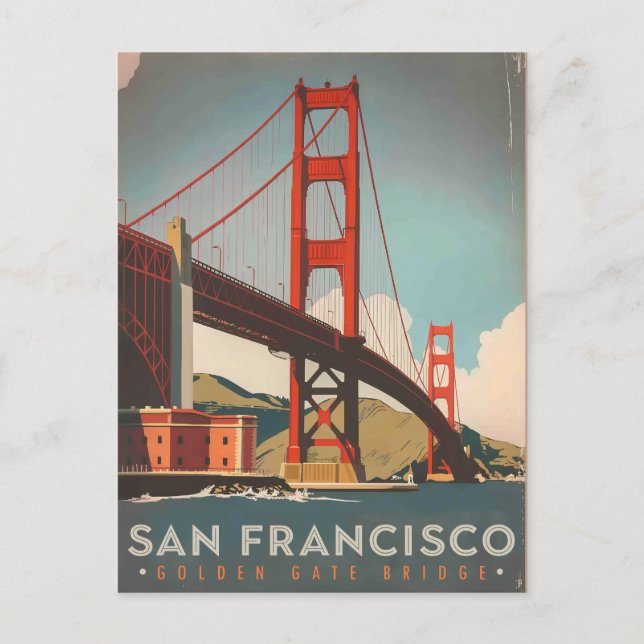 Carte Postale San Francisco, CA - Pont Golden Gate vintage (Devant)