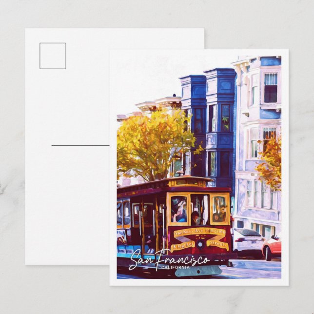 Carte Postale San Francisco California Oil Paint City Paysage (Devant / Derrière)