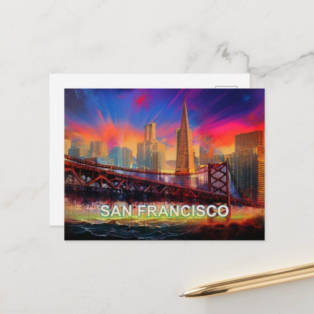 Carte Postale San Francisco City En Bord De Baie (Devant/Arrière en situation)