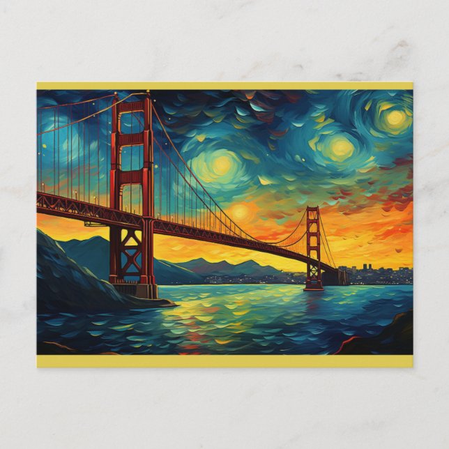 Carte Postale San Francisco Golden Gate Bridge nuit étoilée (Devant)