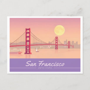 Carte Postale San Francisco Golden Gate Bridge Pastel Travel