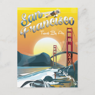 Carte Postale San Francisco "Voyage en avion" Golden Sunset