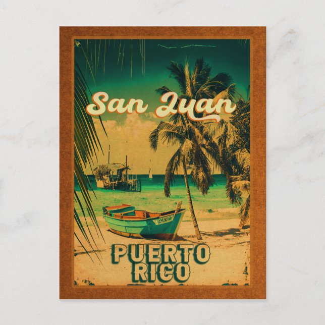 Carte Postale San Juan Porto Rico Palm Tree Souvenirs 60s (Devant)