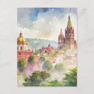 Carte Postale San Miguel de Allende Mexique Aquarelle