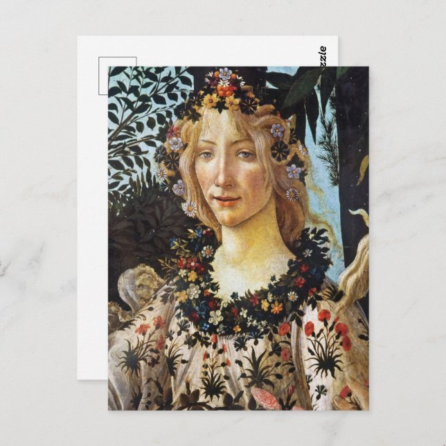 Carte Postale Sandro Botticell - Printemps - Le buste de Flora A (Devant / Derrière)