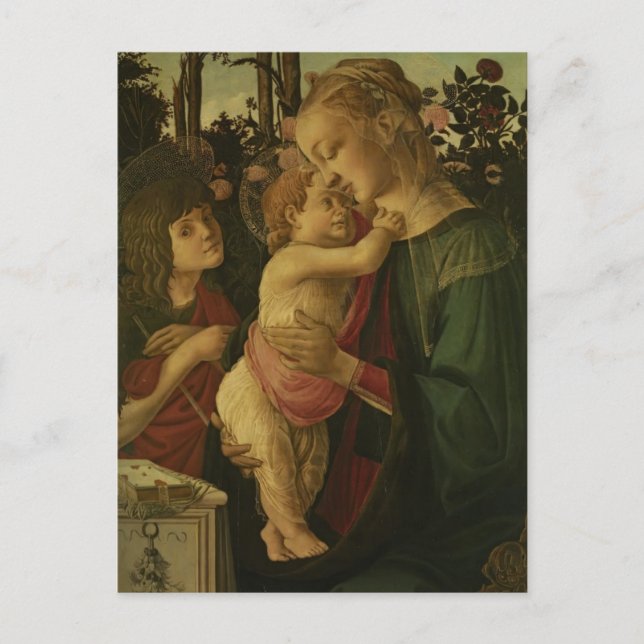 Carte Postale Sandro Botticelli : La Vierge et l'Enfant avec Sai (Devant)