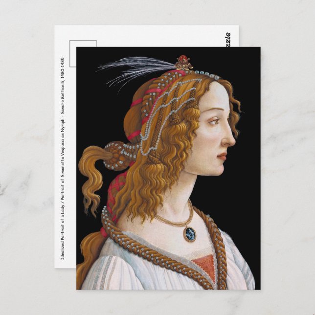 Carte Postale Sandro Botticelli - Portrait de Simonetta Vespucci (Devant / Derrière)