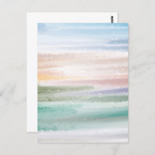 Carte Postale Sandy Beach Ocean Waves Coucher de soleil Couleur