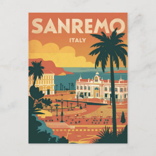 Carte Postale Sanremo, Italie, illustration de style rétro