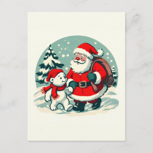 Carte Postale Santa and little polar bear (Devant)