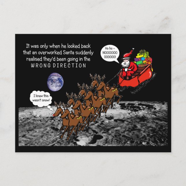 Carte Postale Santa Christmas Jokes Reindeers Wrong Direction (Devant)