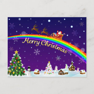 Carte Postale Santa Claus arc-en-ciel