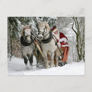 Carte Postale Santa Claus Carriage Noël