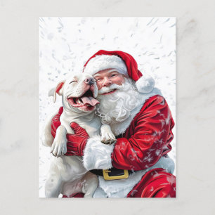 Carte Postale Santa Claus et Pitbull Chien Chien Chien Chien