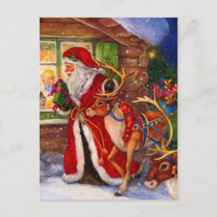 Carte Postale Santa claus et rudolph