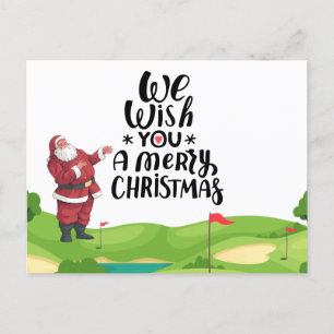 Carte Postale Santa Claus Golfer Joyeux Noël au golf