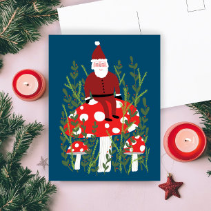 Carte Postale Santa Claus mignon sur les Noël des champignons ma