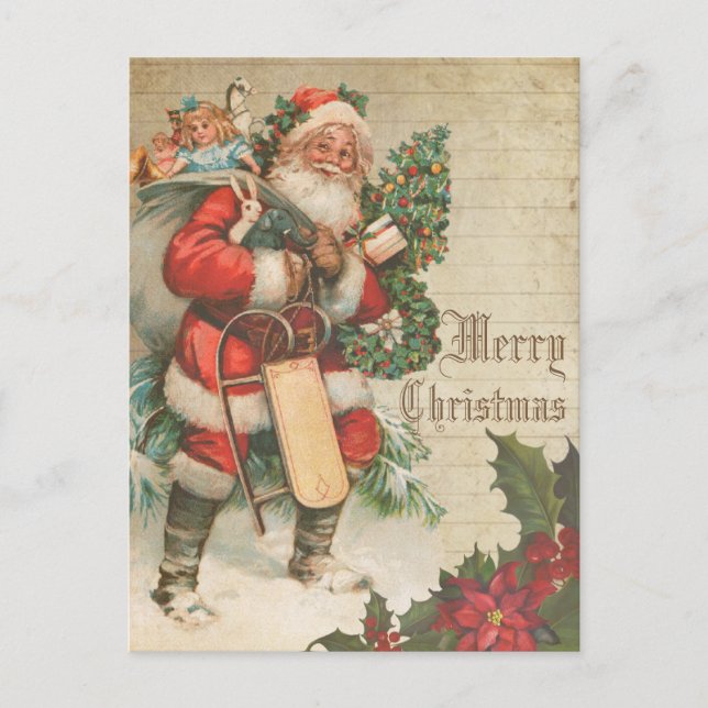 Carte Postale Santa Claus rouge vintage (Devant)