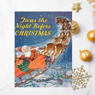 Carte Postale Santa Claus Sleigh Vintage 1938   Vol de rennes