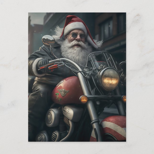CARTE POSTALE SANTA CLAUS SUR MOTOCYCLE POSTCARD (Devant)