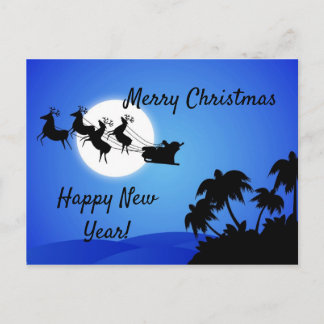 Carte Postale Santa Claus Tropical Christmas TreesCard